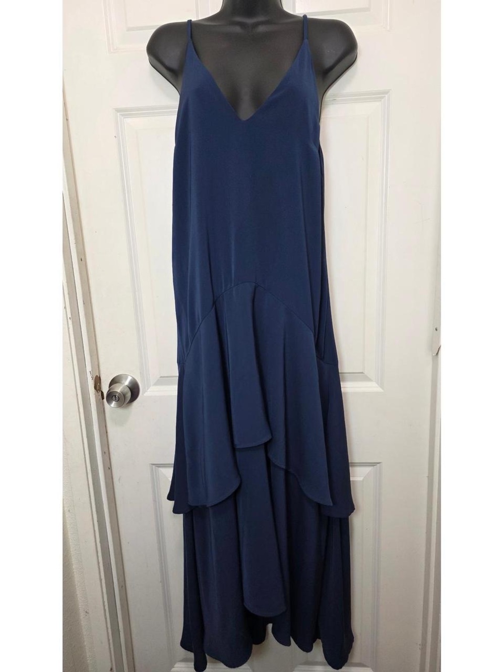 Anthropologie KEEPSAKE Navy Asymmetrical Layered V‑Neck Slip Dress xxs-xs
